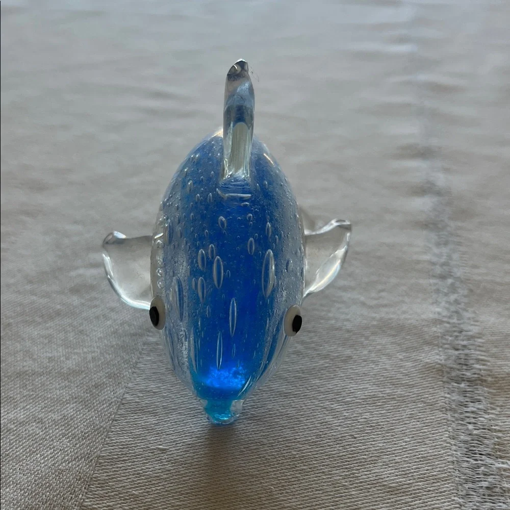 Blue Glass Dolphin Figurine